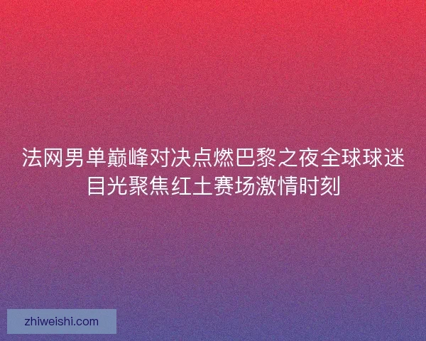 法网男单巅峰对决点燃巴黎之夜全球球迷目光聚焦红土赛场激情时刻 法网男单巅峰对决点燃巴黎之夜全球球迷目光聚焦红土赛场激情时刻